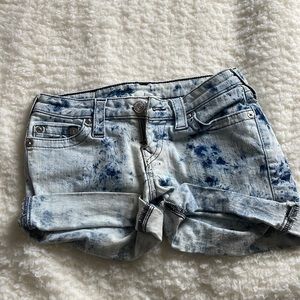 True Religion Acid Wash Cuffed Jean Shorts - Size 26